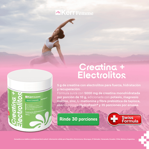 Creatina + Electrolitos Kërr Femme – Hydrofresh®, sabor limonada | 350 g (35 porciones)